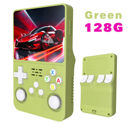 NEW Green  Retro Handheld Game Console Linux System 3.5 Inch IPS Screen Portable Pocket Video Player 64GB 128G Game Kid Gift